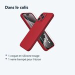 Contenu du colis – Coque Silicone Rouge + Verre Trempe Pour iPhone 14 Pro