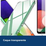 Vue de détail – Coque Silicone Transparente Quatre Coins Renforces + Verre Trempe Pour Samsung A22 5G