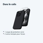 Contenu du colis – Coque Noir pour iPhone 14 Pro Max (6,7 pouces) et 2 Verres Trempé Film Protection Ecran