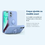 Accessoire ajusté au modèle exact – Coque Silicone Pour iPhone 16 Plus Couleur Violet Avec Anneau Support + Verre Trempe Prot