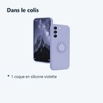 Contenu du colis – Coque Silicone Pour Samsung Galaxy S24 Couleur Violet Avec Anneau Support
