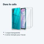 Contenu du colis – Coque Silicone Transparente Angles Renforces + 2 Verres Trempes Pour Xiaomi Redmi 9A