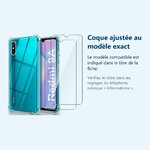 Accessoire ajusté au modèle exact – Coque Silicone Transparente Angles Renforces + 2 Verres Trempes Pour Xiaomi Redmi 9A