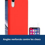 Vue de détail – Coque Silicone pour iPhone X / Xs Rouge Antichoc + 2 Verres Trempes