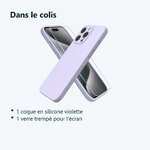 Contenu du colis – Coque Silicone Violet + Verre Trempe Pour iPhone 15 Pro Max