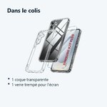 Contenu du colis – Coque Pour Samsung Galaxy S25 Plus Silicone Transparente Angles Renforces + Verre Trempe