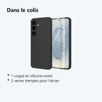 Contenu du colis – Coque Pour Samsung Galaxy S25 Plus Silicone Noir + 2 Verres Trempes