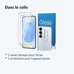 Contenu du colis – Verres Trempes et Protections Camera Arriere Transparent X2 Pour Samsung Galaxy S25 Plus
