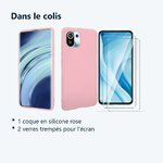 Contenu du colis – Coque Silicone Rose + 2 Verres Trempes Pour Xiaomi Mi 11 Lite