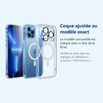 Accessoire ajusté au modèle exact – Coque Silicone Transparente Compatible Magsafe + Verre Trempes et Protection Camera Arrie