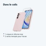 Contenu du colis – Coque Silicone Rose + 2 Verres Trempes Pour Samsung Galaxy A34 5G