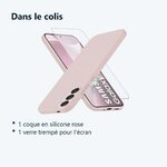 Contenu du colis – Coque Pour Samsung Galaxy S24 Plus Silicone Rose + Verre Trempe