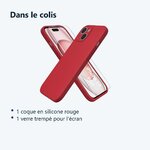Contenu du colis – Coque Silicone Rouge + Verre Trempe Pour iPhone 14 Plus