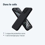 Contenu du colis – Coque Noir pour iPhone 14 Pro Max (6,7 pouces) et Verre Trempé Film Protection Ecran