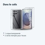 Contenu du colis – Coque Silicone Transparente + 2 Verres Trempes Pour Samsung Galaxy S25 Ultra