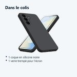 Contenu du colis – Coque Pour Samsung Galaxy S25 FE Silicone Noir + Verre Trempe