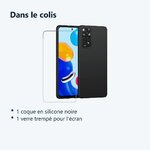 Contenu du colis – Coque Silicone Noir + Verre Trempe Pour Xiaomi Redmi Note 11 Pro