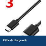 Vue de détail – 3X Câble Type C Universel pour Samsung / Sony / Wiko / LG /HUAWEI PACK X3 Noir