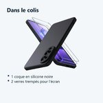 Contenu du colis – Coque Pour Samsung Galaxy S25 Edge Silicone Noir + 2 Verres Trempes