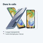 Contenu du colis – Coque Silicone Transparente Angles Renforces + Verre Trempe Pour Samsung A04S / A13 5G