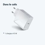 Contenu du colis – Chargeur Rapide 45W USB-C pour Samsung A42 / A52 / A72 / S21 / S21 Plus / S21 Ultra / S20 / S20 PLUS / S2