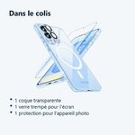 Contenu du colis – Coque Silicone Transparente Compatible Magsafe + Verre Trempes et Protection Camera Arriere Pour Samsung G