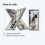 Contenu du colis – Coque Pour Samsung Galaxy S24 Ultra Silicone Transparente Angles Renforces + Verre Trempe