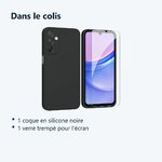 Contenu du colis – Coque Pour Samsung Galaxy A15 Silicone Noir + Verre Trempe