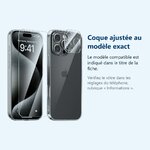 Accessoire ajusté au modèle exact – Coque Silicone Transparente + Verre Trempe et Protection Camera Arriere Pour iPhone 16 Pr