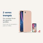 Verre trempé pour protéger lécran – Coque Silicone pour iPhone Xr Rose Antichoc + 2 Verres Trempes