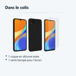 Contenu du colis – Coque Silicone Couleur Noir + Verre Trempe Pour Xiaomi Redmi 9C / 9C NFC