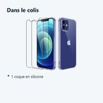 Contenu du colis – Coque Silicone + 2 Vitres Protection Ecran Pour Apple iPhone 12 PRO MAX