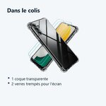 Contenu du colis – Coque Silicone Transparente Angles Renforces + 2 Verres Trempes Pour Samsung A13 5G