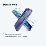 Contenu du colis – Coque Silicone Transparente + 2 Verres Trempes Pour iPhone 13 Pro