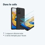 Contenu du colis – Coque Silicone Noir + 2 Verres Trempes Pour Poco M4 Pro 5G