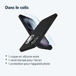 Contenu du colis – Coque Silicone Noir + Verre Trempe et Protection Camera Arriere Pour iPhone 16