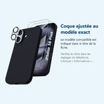 Accessoire ajusté au modèle exact – Coque Silicone Noir + Verres Trempes et Protections Camera Arriere X2 Pour iPhone 16 Plus