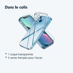 Contenu du colis – Coque Transparente pour iPhone 13 Mini (5,4 pouces) et 2 Verres Trempé Film Protection Ecran