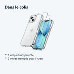 Contenu du colis – Coque Silicone Transparente Compatible Magsafe + Verres Trempes X2 Pour iPhone 13 Mini