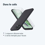 Contenu du colis – Coque Silicone Noir + 2 Verres Trempes Pour Xiaomi Redmi Note 12 5G