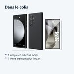 Contenu du colis – Coque Pour Samsung Galaxy S24 Ultra Silicone Noir + Verre Trempe