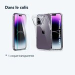 Contenu du colis – Coque Silicone Transparente + Vitre Protection Ecran Pour Apple iPhone 14 Pro Max