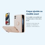 Accessoire ajusté au modèle exact – Coque Silicone Pour iPhone 12 Couleur Rose Avec Anneau Support + Verre Trempe Protection
