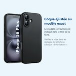 Accessoire ajusté au modèle exact – Coque Silicone Noir Pour iPhone 16 Plus