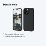 Contenu du colis – Coque Silicone Noir + Verre Trempe Pour iPhone 16 Pro Max