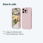 Contenu du colis – Coque Silicone Rose + Verre Trempe Pour iPhone 16 Pro Max