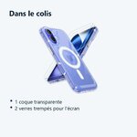 Contenu du colis – Coque Silicone Transparente Compatible Magsafe + 2 Verres Trempes Pour iPhone 16