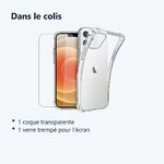 Contenu du colis – Coque Silicone Transparente Angles Renforces + Verre Trempe Pour iPhone 13