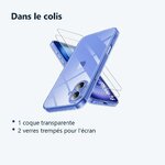 Contenu du colis – Coque Silicone Transparente + 2 Verres Trempes Pour iPhone 16