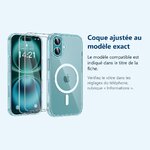 Accessoire ajusté au modèle exact – Coque Silicone Transparente Compatible Magsafe + 2 Verres Trempes Pour iPhone 16 Plus